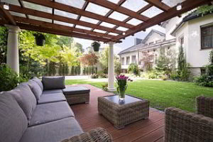 Rattan furniture on patio